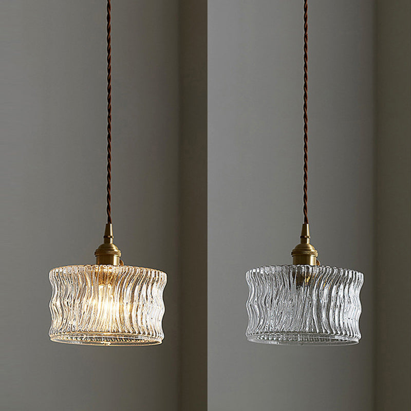 1-Light Cylinder Suspended Lighting Fixture Vintage Pendant Light Kit for Bedroom