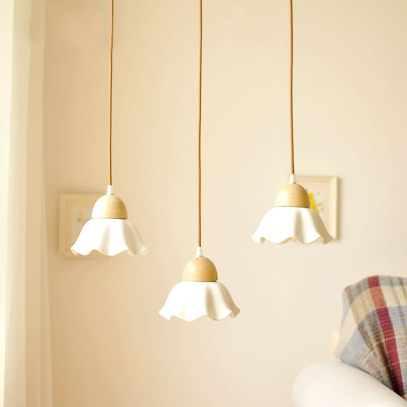 Wood Lighting Fixture Modern Nordic White Pendant Light Kit for Dining Room