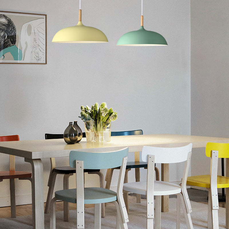 Pot Cover Shade Hanging Lighting Modern Macaron Style Metal 1 Pendant Light Pendant pour le chevet