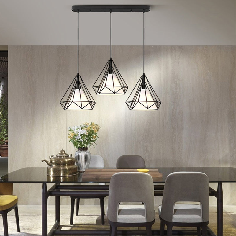 Forme de diamant Éclairage suspendu de style postmoderne Metal Light Pendant pour le chevet