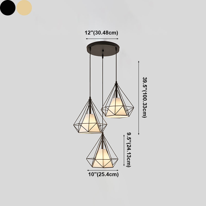 Forme de diamant Éclairage suspendu de style postmoderne Metal Light Pendant pour le chevet