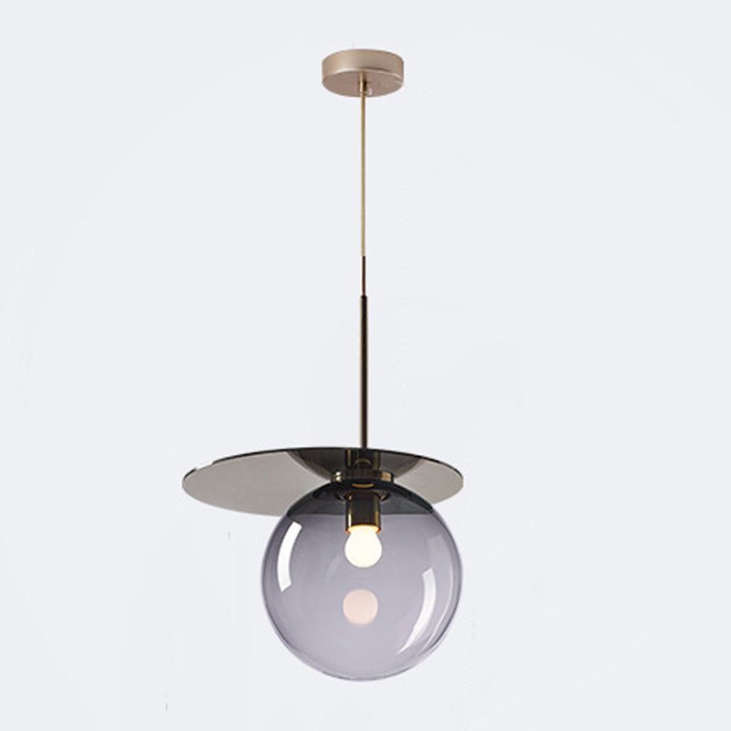 Nordic 1-Light Ceiling Pendant Light Glass Spherical Hanging Lamp for Living Room