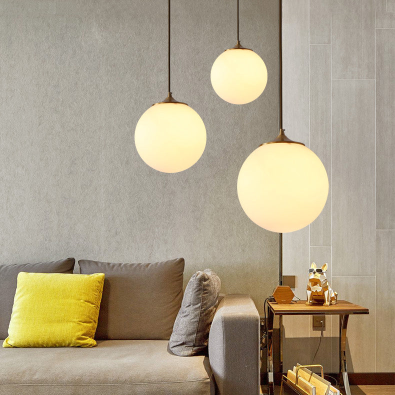 Contemporary Hanging Ceiling Light Global 1-Light White Glass Ceiling Pendant Light