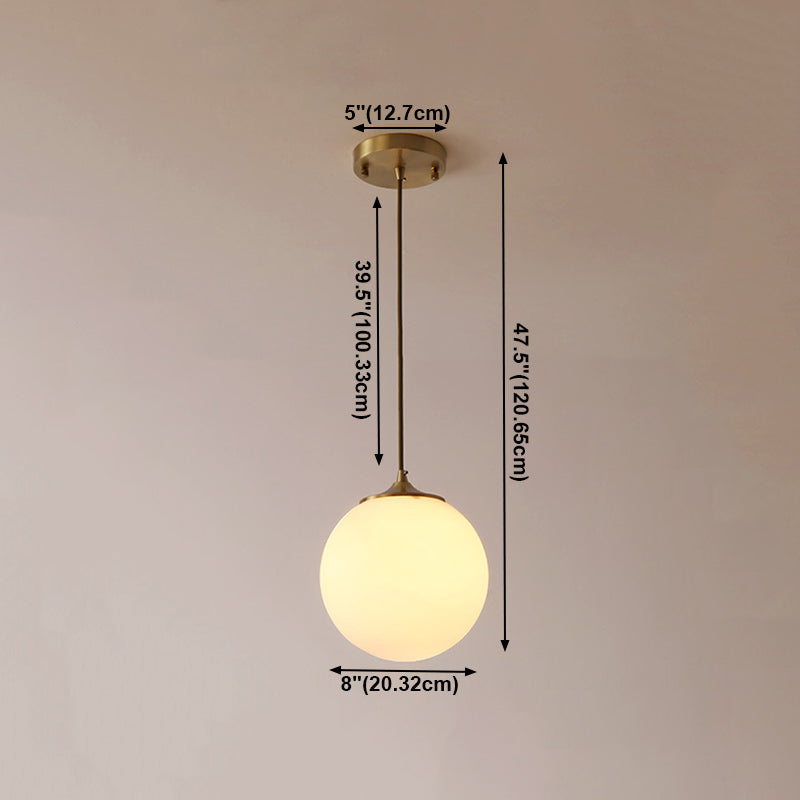 Contemporary Hanging Ceiling Light Global 1-Light White Glass Ceiling Pendant Light