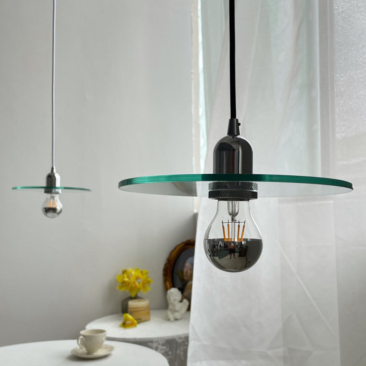 Clear Glass Modern Drop Pendant Slim 1-Light Ceiling Light for Coffee Shop