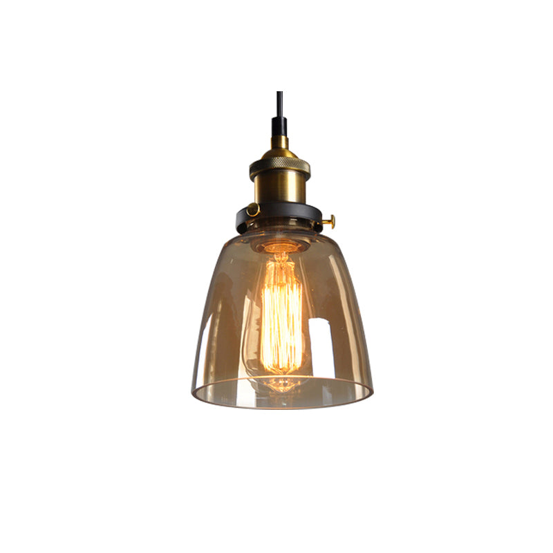 Single-Bulb Glass Pendant Lamp Industrial Geometric Bedroom Suspension Light
