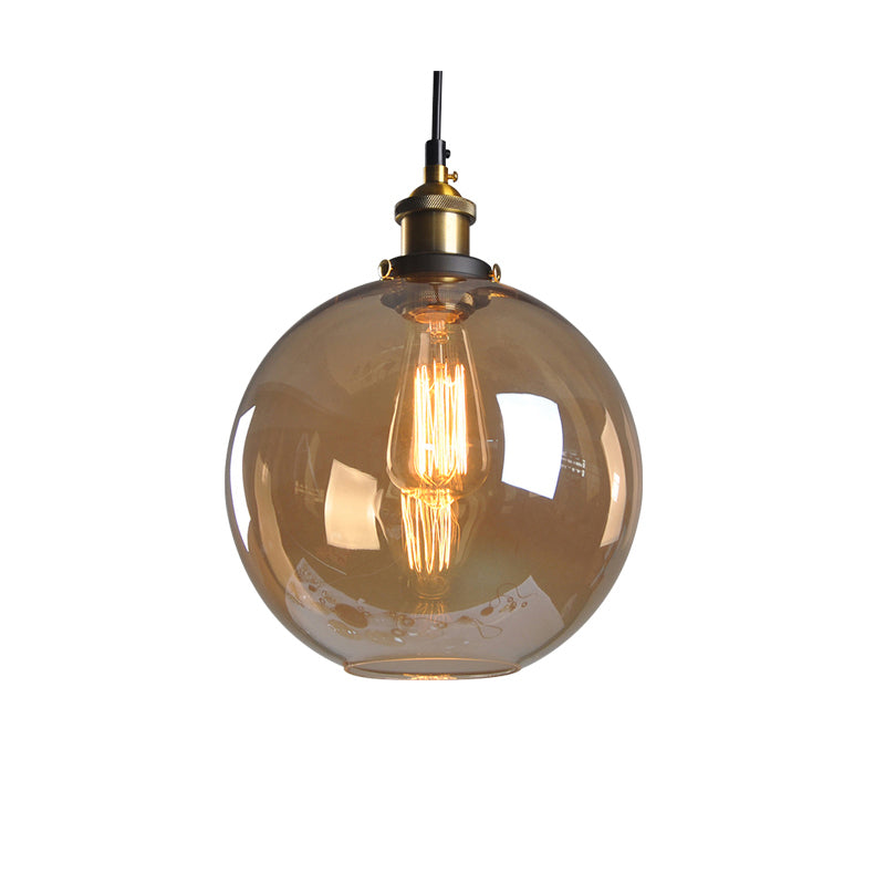 Single-Bulb Glass Pendant Lamp Industrial Geometric Bedroom Suspension Light