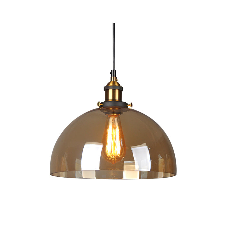 Single-Bulb Glass Pendant Lamp Industrial Geometric Bedroom Suspension Light