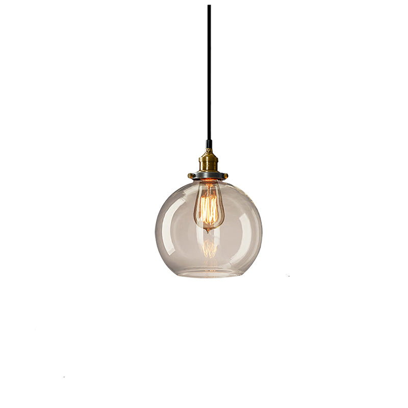 Single-Bulb Glass Pendant Lamp Industrial Geometric Bedroom Suspension Light