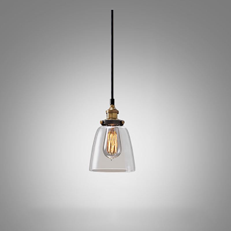 Single-Bulb Glass Pendant Lamp Industrial Geometric Bedroom Suspension Light