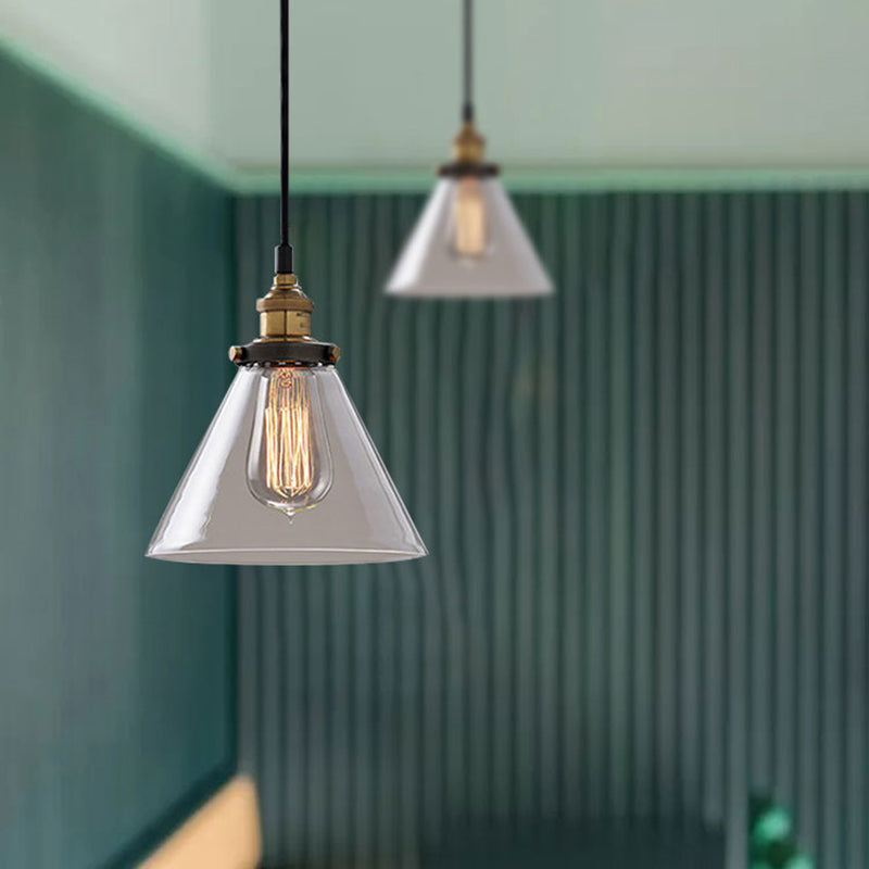 Single-Bulb Glass Pendant Lamp Industrial Geometric Bedroom Suspension Light