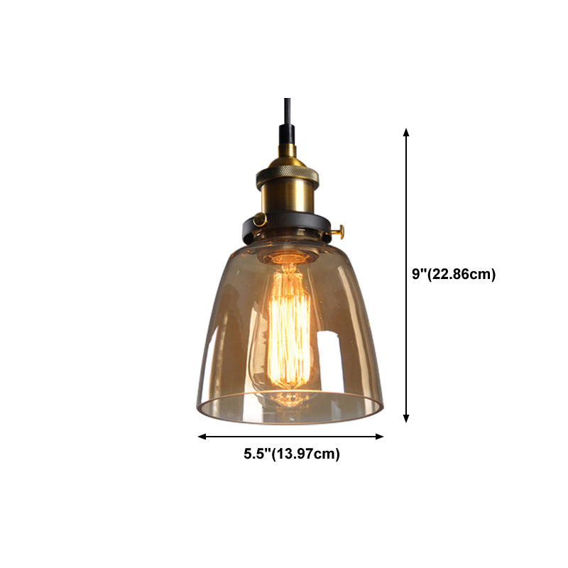 Single-Bulb Glass Pendant Lamp Industrial Geometric Bedroom Suspension Light