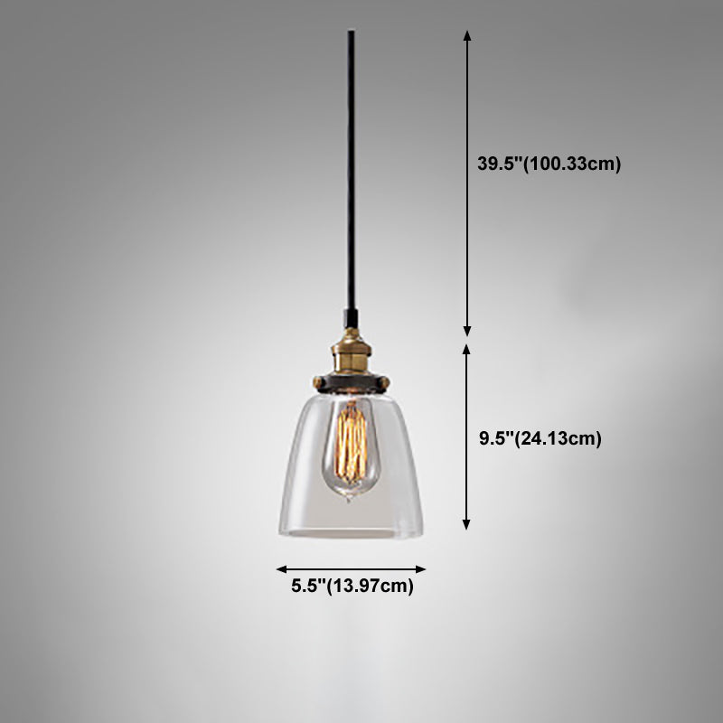 Single-Bulb Glass Pendant Lamp Industrial Geometric Bedroom Suspension Light