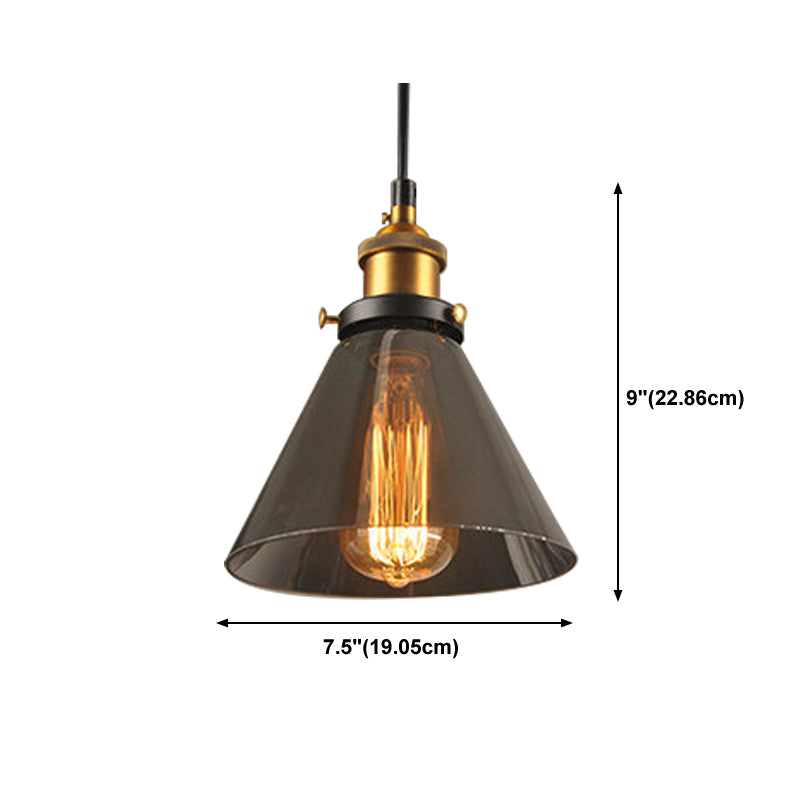 Single-Bulb Glass Pendant Lamp Industrial Geometric Bedroom Suspension Light