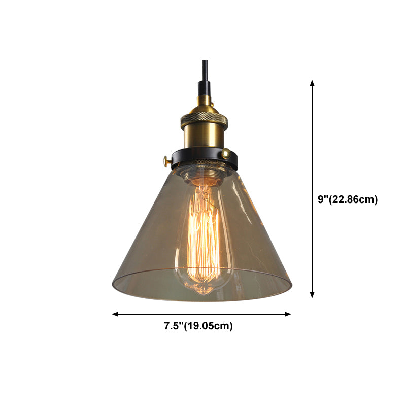 Single-Bulb Glass Pendant Lamp Industrial Geometric Bedroom Suspension Light