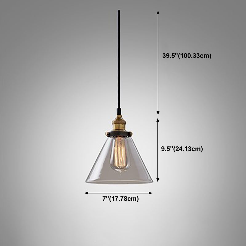 Single-Bulb Glass Pendant Lamp Industrial Geometric Bedroom Suspension Light