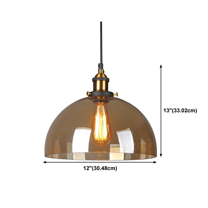 Single-Bulb Glass Pendant Lamp Industrial Geometric Bedroom Suspension Light