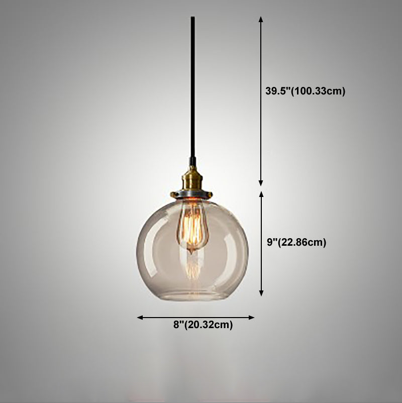 Single-Bulb Glass Pendant Lamp Industrial Geometric Bedroom Suspension Light