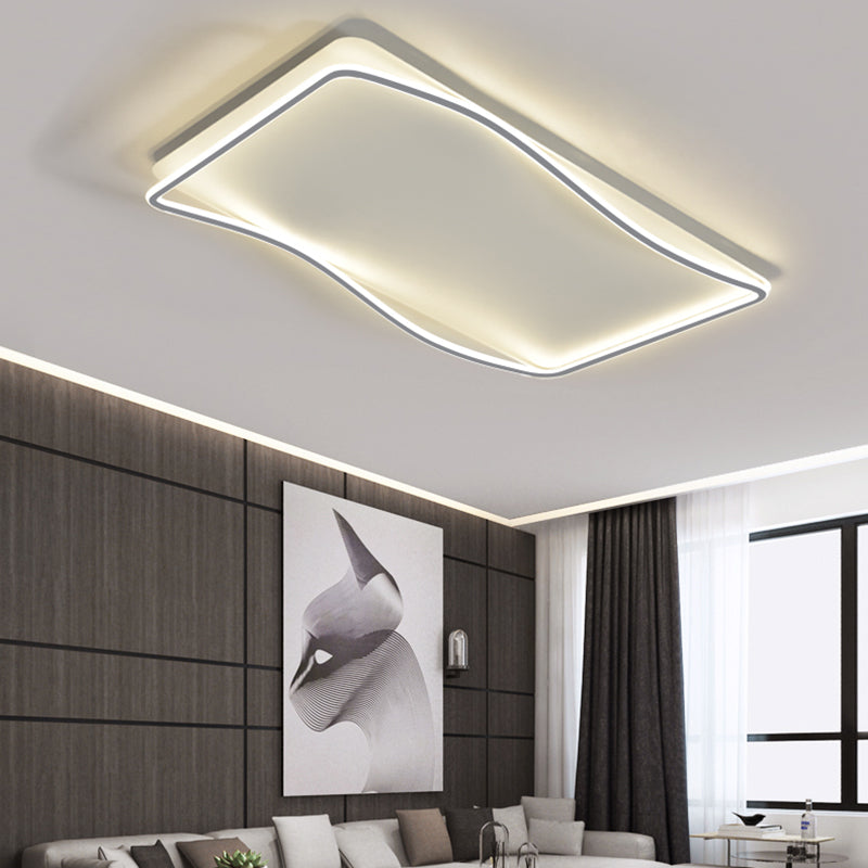 Modern Geometry Flush Ceiling Light 2-Head Bedroom LED Flush Mount Lamp with Acrylic Shade