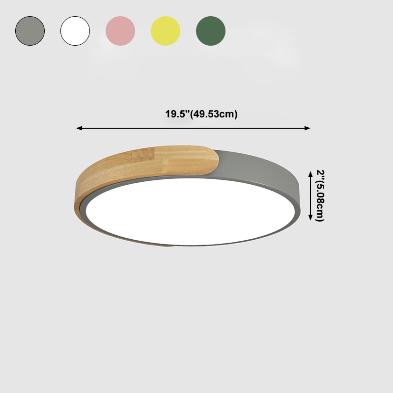 Lampada da soffitto rotonda a 1 luce per camera da letto, lampada da incasso in metallo Macaroon