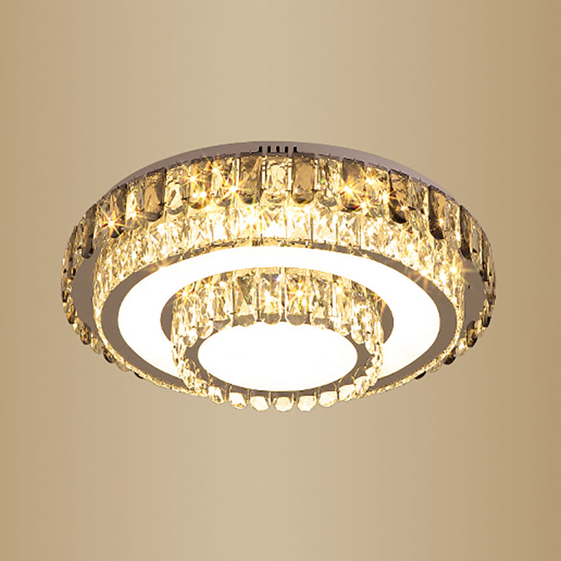 Metal Flush Mount Light Fixtures Modern Bedroom Ceiling Mount Lamps with Crystal Shade