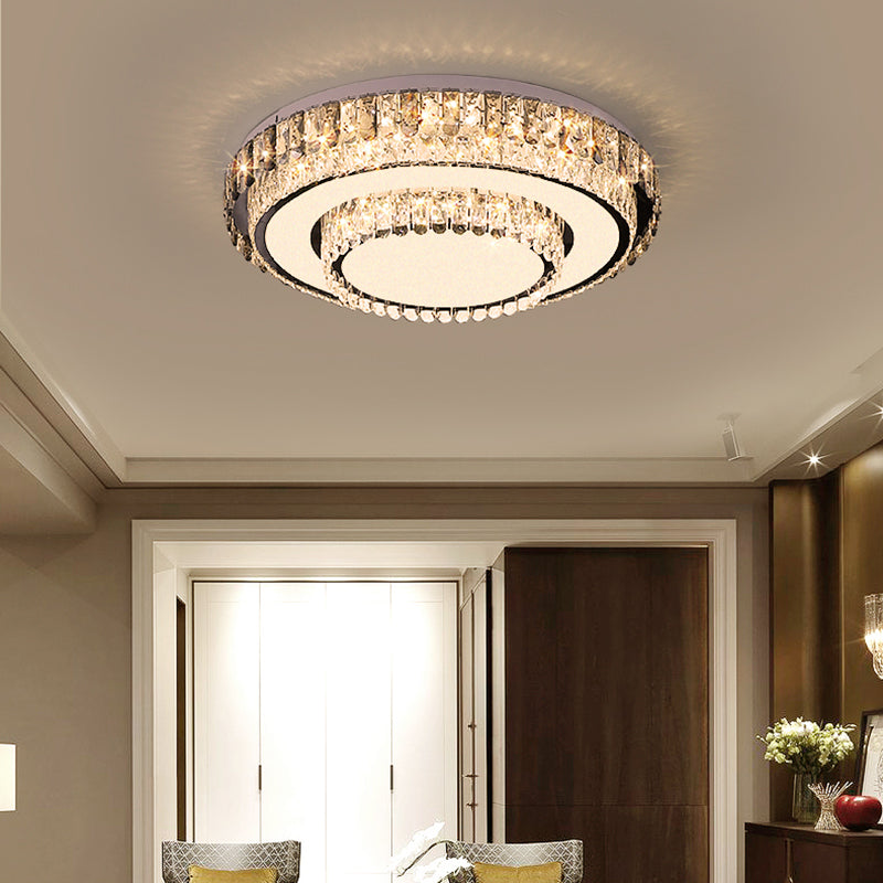 Metal Flush Mount Light Fixtures Modern Bedroom Ceiling Mount Lamps with Crystal Shade