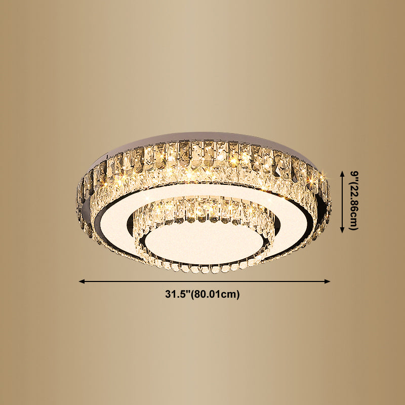 Metal Flush Mount Light Fixtures Modern Bedroom Ceiling Mount Lamps with Crystal Shade