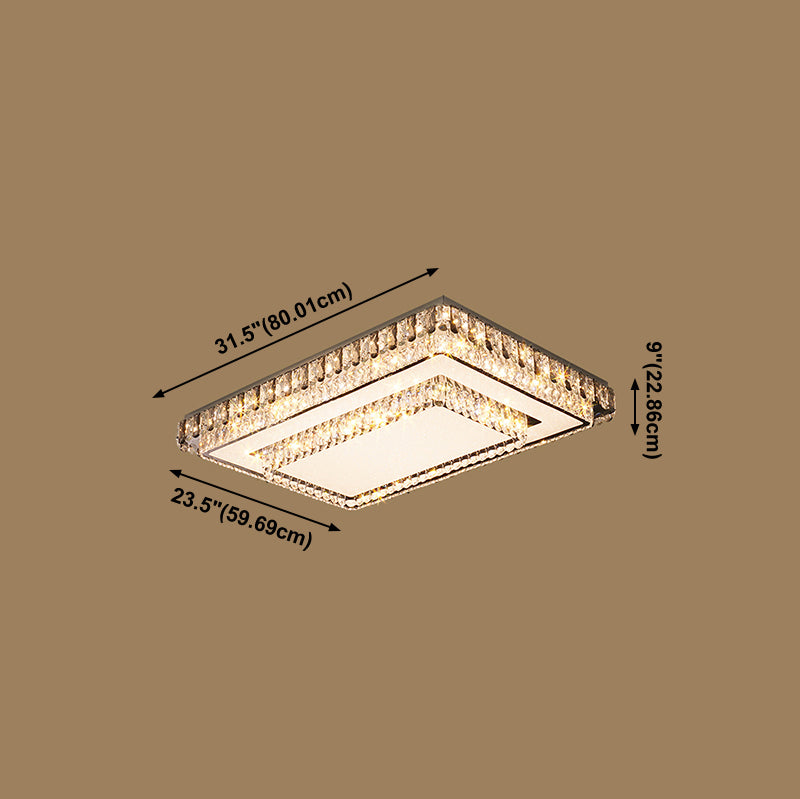 Metal Flush Mount Light Fixtures Modern Bedroom Ceiling Mount Lamps with Crystal Shade