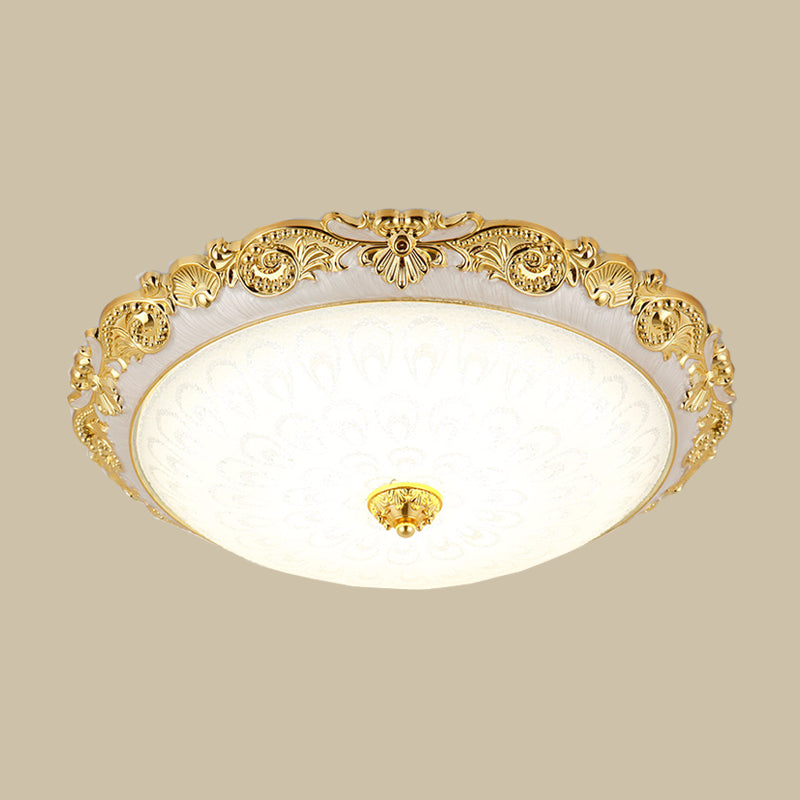 Lampade da incasso in metallo dorato Lampade da soffitto tradizionali per camera da letto con paralume in vetro