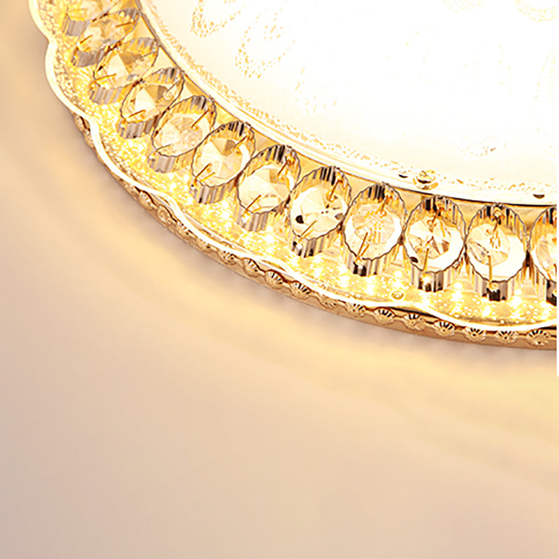 Lampade da incasso in metallo dorato Lampade da soffitto tradizionali per camera da letto con paralume in vetro