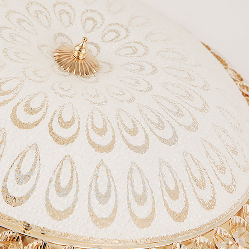 Lampade da incasso in metallo dorato Lampade da soffitto tradizionali per camera da letto con paralume in vetro