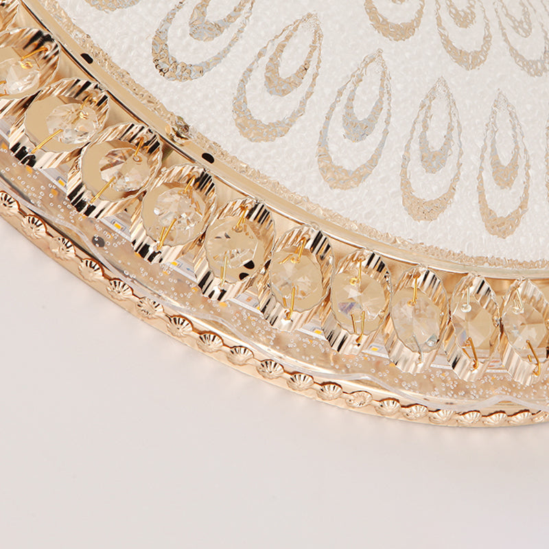 Lampade da incasso in metallo dorato Lampade da soffitto tradizionali per camera da letto con paralume in vetro