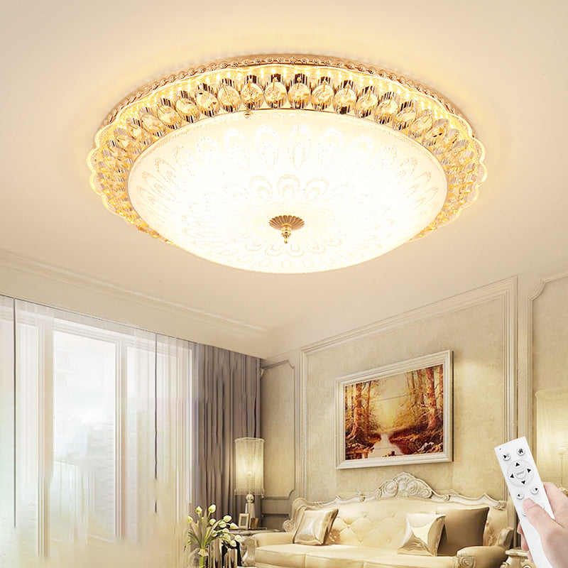 Lampade da incasso in metallo dorato Lampade da soffitto tradizionali per camera da letto con paralume in vetro