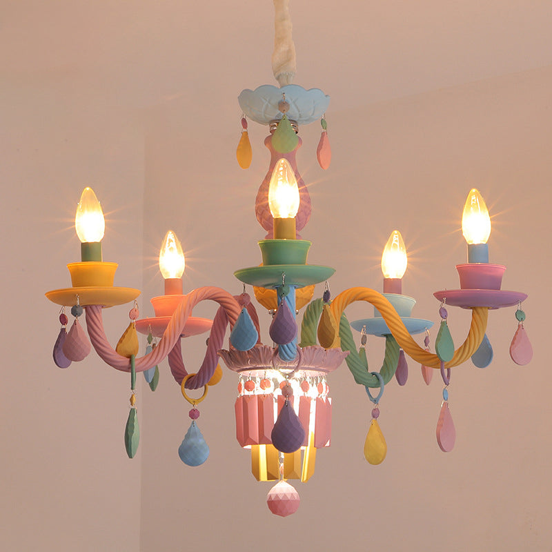 Multi Head Macron Candle Chandelier Glass Chandelier Lighting Fixtures for Bedroom