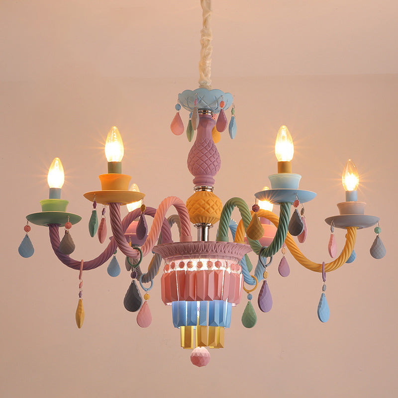 Multi Head Macron Candle Chandelier Glass Chandelier Lighting Fixtures for Bedroom