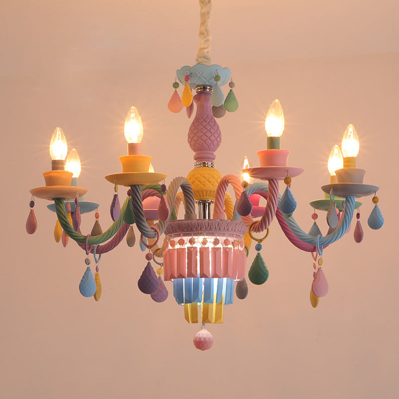 Multi Head Macron Candle Chandelier Glass Chandelier Lighting Fixtures for Bedroom