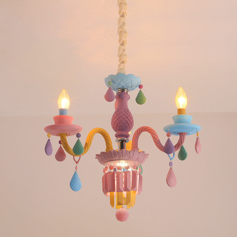 Multi Head Macron Candle Chandelier Glass Chandelier Lighting Fixtures for Bedroom