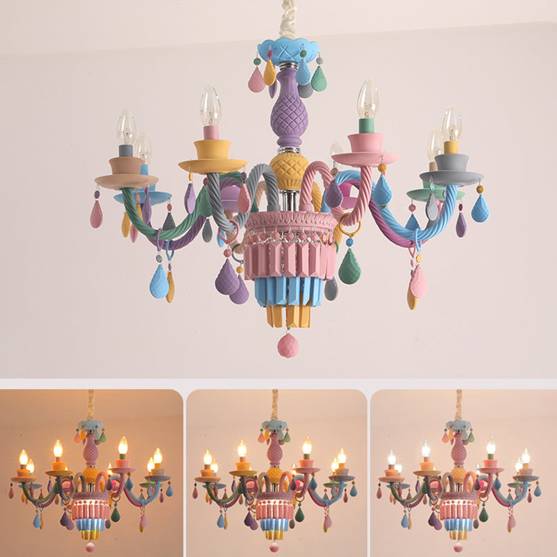 Multi Head Macron Candle Chandelier Glass Chandelier Lighting Fixtures for Bedroom