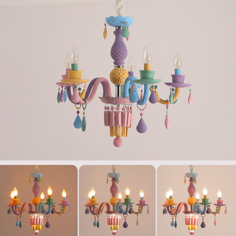 Multi Head Macron Candle Chandelier Glass Chandelier Lighting Fixtures for Bedroom