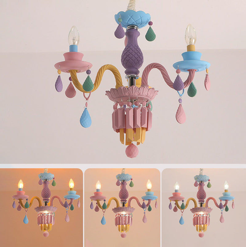 Multi Head Macron Candle Chandelier Glass Chandelier Lighting Fixtures for Bedroom