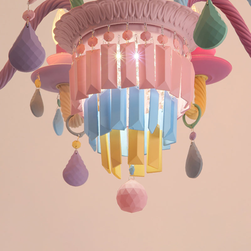 Multi Head Macron Candle Chandelier Glass Chandelier Lighting Fixtures for Bedroom