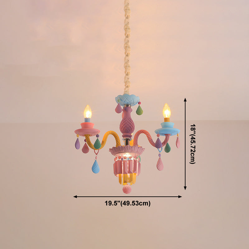 Multi Head Macron Candle Chandelier Glass Chandelier Lighting Fixtures for Bedroom