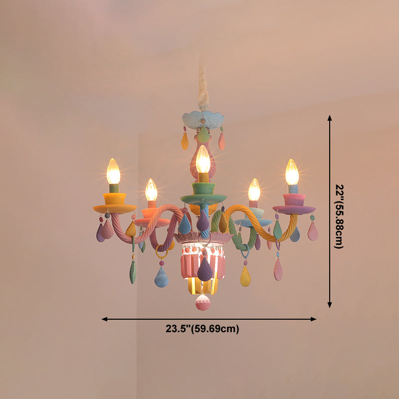 Multi Head Macron Candle Chandelier Glass Chandelier Lighting Fixtures for Bedroom