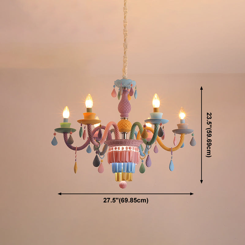 Multi Head Macron Candle Chandelier Glass Chandelier Lighting Fixtures for Bedroom
