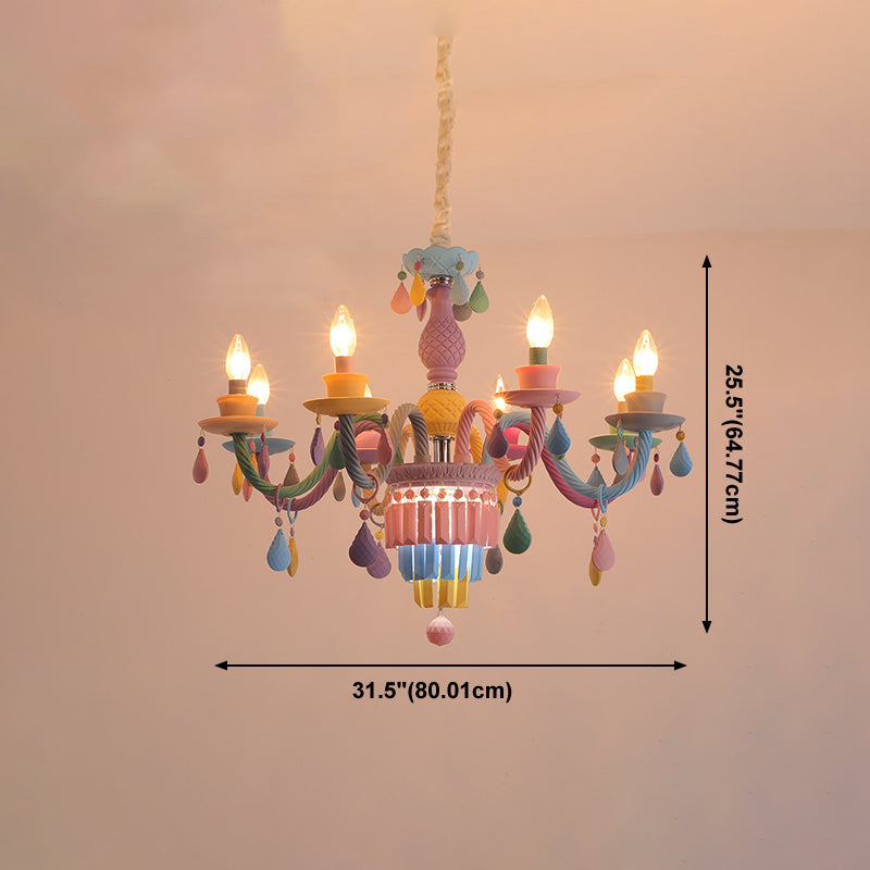 Multi Head Macron Candle Chandelier Glass Chandelier Lighting Fixtures for Bedroom