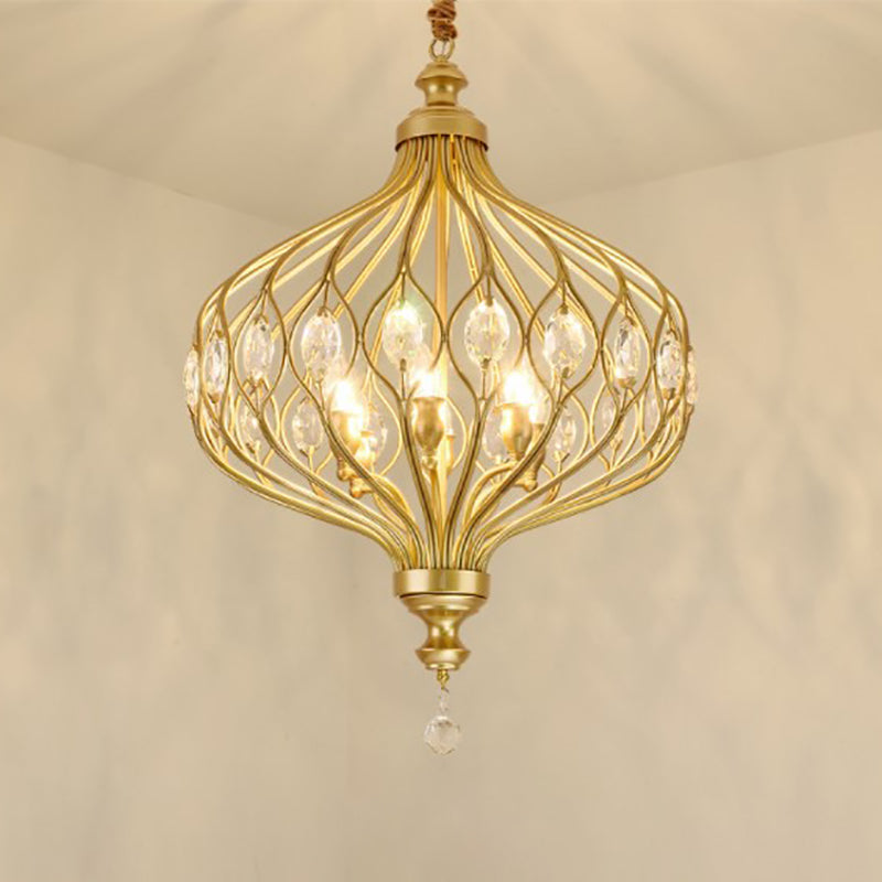 Lustre de style européen Light Crystal Metal Multi-Head Pendant Light pour le salon