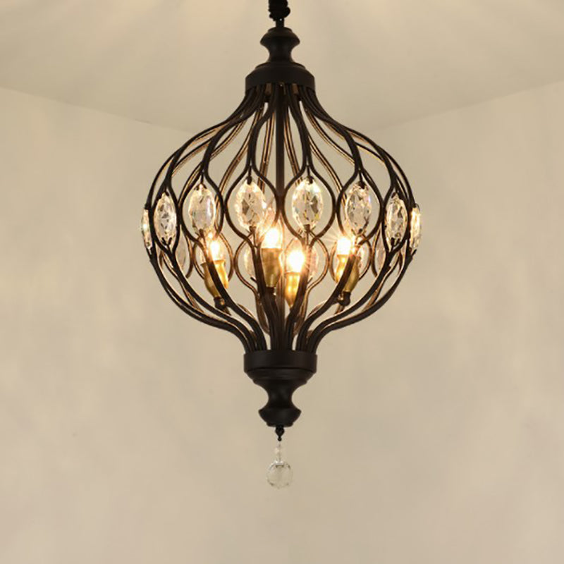 European Style Chandelier Light Crystal Metal Multi Head Pendant Light for Sitting Room
