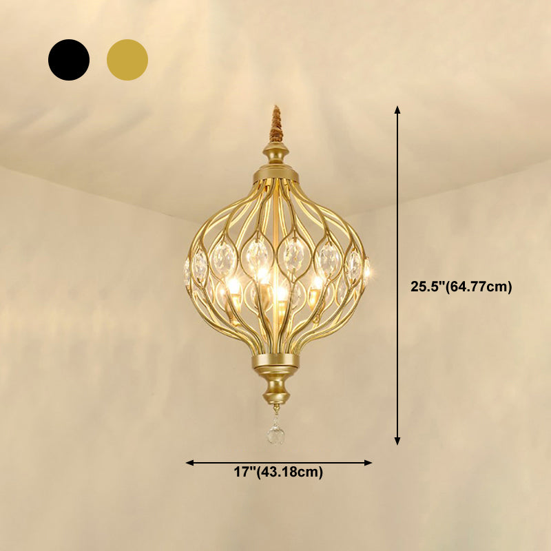 Lustre de style européen Light Crystal Metal Multi-Head Pendant Light pour le salon