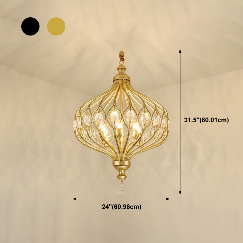 Lustre de style européen Light Crystal Metal Multi-Head Pendant Light pour le salon