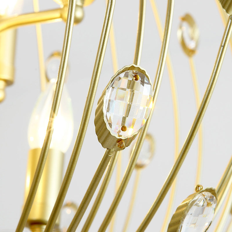 Lustre de style européen Light Crystal Gold Multi-Head Pendant Light pour le salon